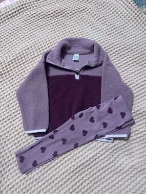 Carter's Lavender and Deep Purple Sherpa Pullover with Heart Leggings